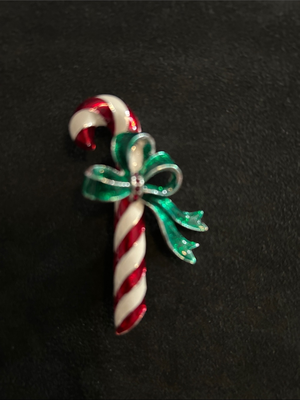 Vintage Red, White and Green Candy Cane Brooch - Holiday Jewelry